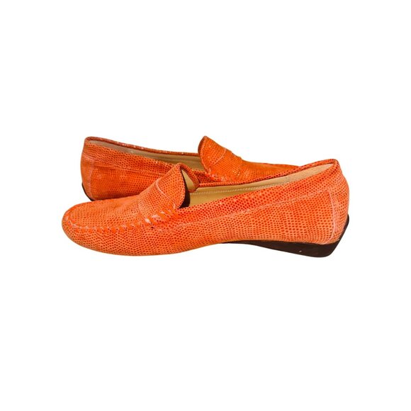 Vaneli Orange Snake Skin Textured Slip-On Driver Loafer 7.5 Leather Casual Shoes - Picture 11 of 13
